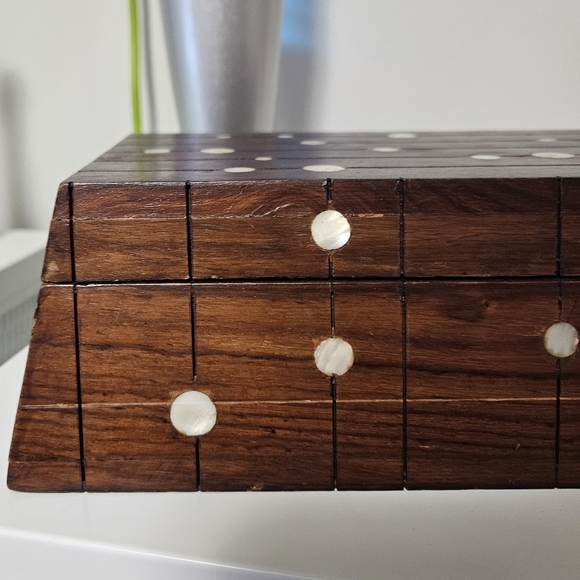 Decorative Wood & Mother of Pearl Box - Picture 2 of 10